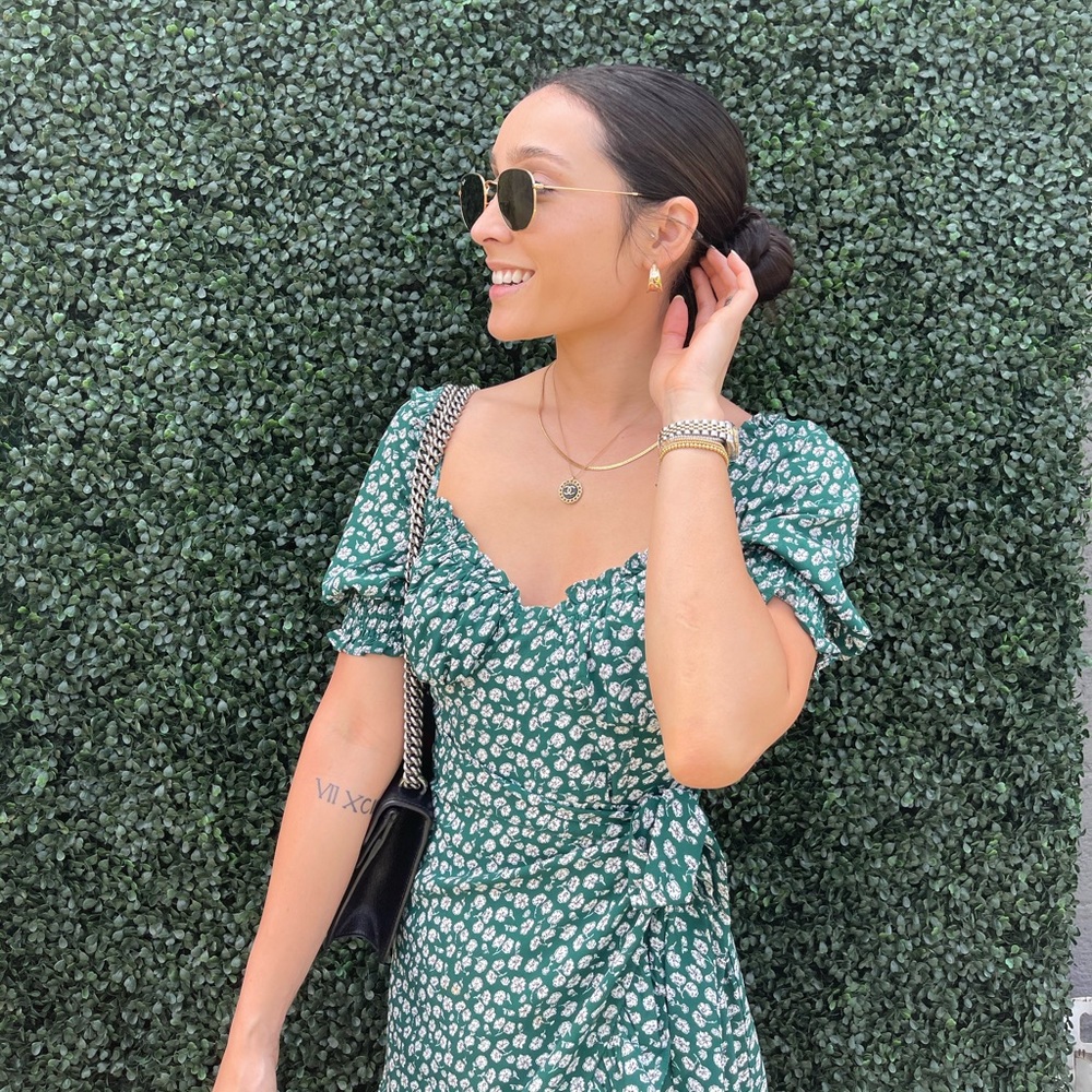 Hello Molly Green Ditsy Floral Mini Dress